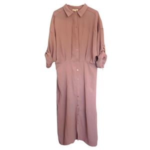 Max Studio Career Button Front Midi Shirt Dress XL Beige